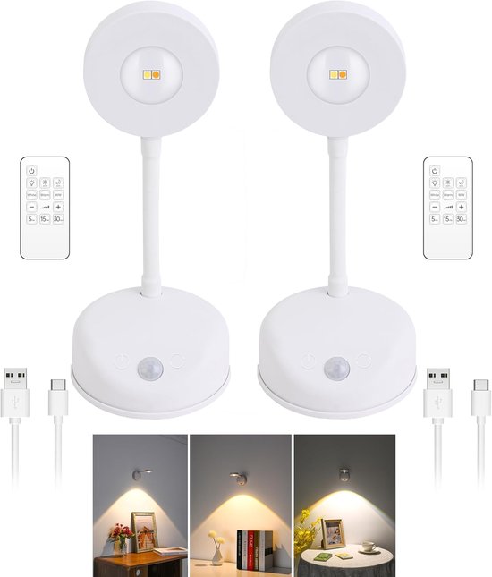 2 Stück 2000mah Katzenaugen Bilderleuchte Led Wandleuchte Mit Bewegungssensor Wiederaufladbar, Dimmbar, Weiß Visuell