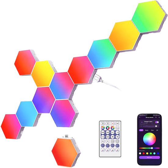 Intelligente Gaming Dekorationslampe Sechseckige Led Leuchte 12 Stück Rgb Wandleuchte Mit Musiksynchronisation Und App Steuerung Für Gaming Setup