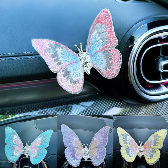 Autozubehör Mit Schmetterlingsmotiven, Armaturenbrettdekoration, Niedliche Rückspiegelaccessoires, Kleine Ornamente Mit Gestickten, Mit Den Flüge