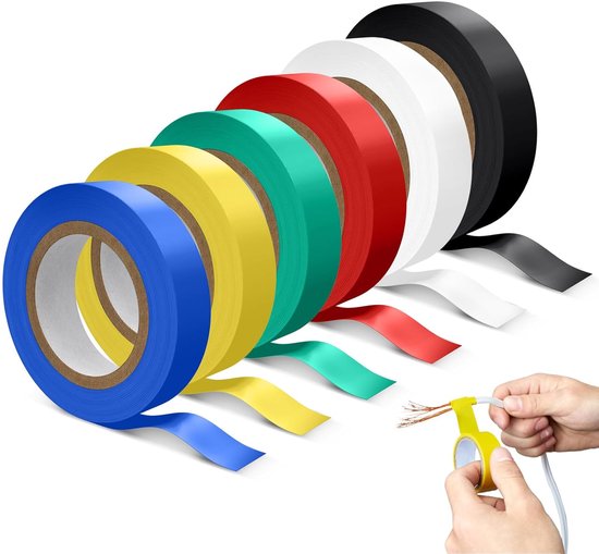 Isolierband 6 Stück 16 Mm X 10 M Isolierband Kfz Klebeband Zum Reparieren Und Schützen Von Elektrischen Leitungen Schwarz, Gelb, Blau, Grün, Weiß