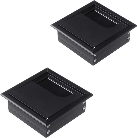 Kabeldurchführung Kabelorganizer Aluminium Schreibtisch Kabelwanne 2 Stück 8 X 8 Cm Aluminium Rechteckig Kabelöffnung Mit Bürstendichtung Kabelab