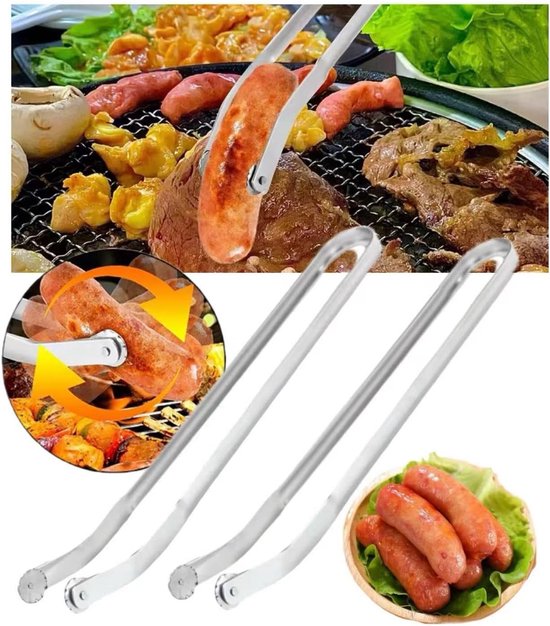 2er Pack 38 Cm Lange Grillzange Aus Edelstahl Multifunktionale Grillzange Mit Langem Griff Silber