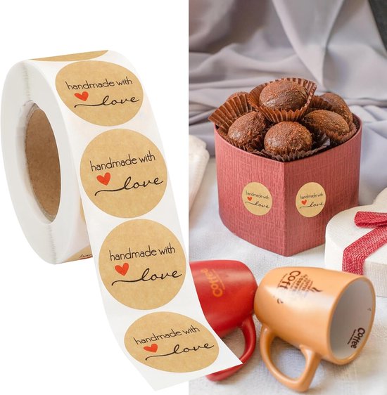 Eine Rolle Herzförmiger Aufkleber Etiketten Einmachetiketten Kraftpapier Verschlussetiketten Runde, Selbstklebende Etiketten Für Backverpackungen