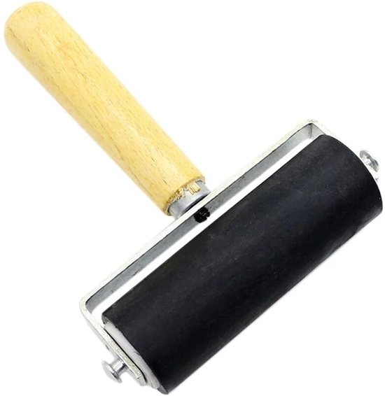 Hartgummiwalze 10 Cm Farbwalze Linolschnitt Malwalze Gummidruckwalze Mit Holzgriff Werkzeug Für Tusche, Ölfarbe, Kunsthandwerk Und Malerei