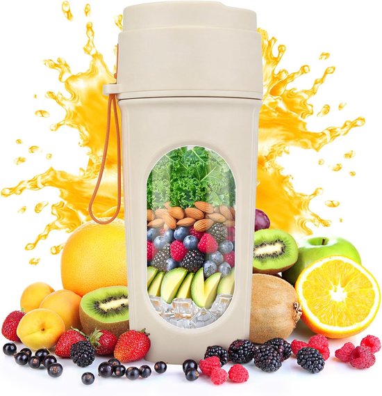 Tragbarer Mixer Bpa Frei 440 Ml Für Smoothies, Shakes Und Frische Säfte 12 Klingen Spülmaschinenfest Wiederaufladbare Sportflasche Kompakt Und Le