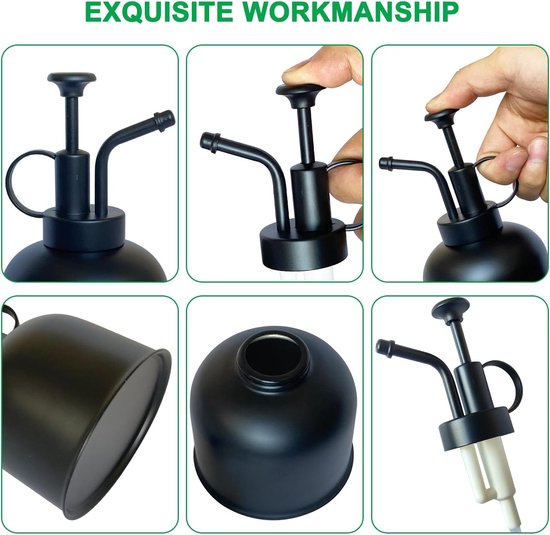 Kompakter Pflanzensprüher Aus Edelstahl Kleiner Wasserkrug Für Zimmerpflanzen, Zum Gießen Und Besprühen Von Topfpflanzen (mattschwarz, 0,3 L)