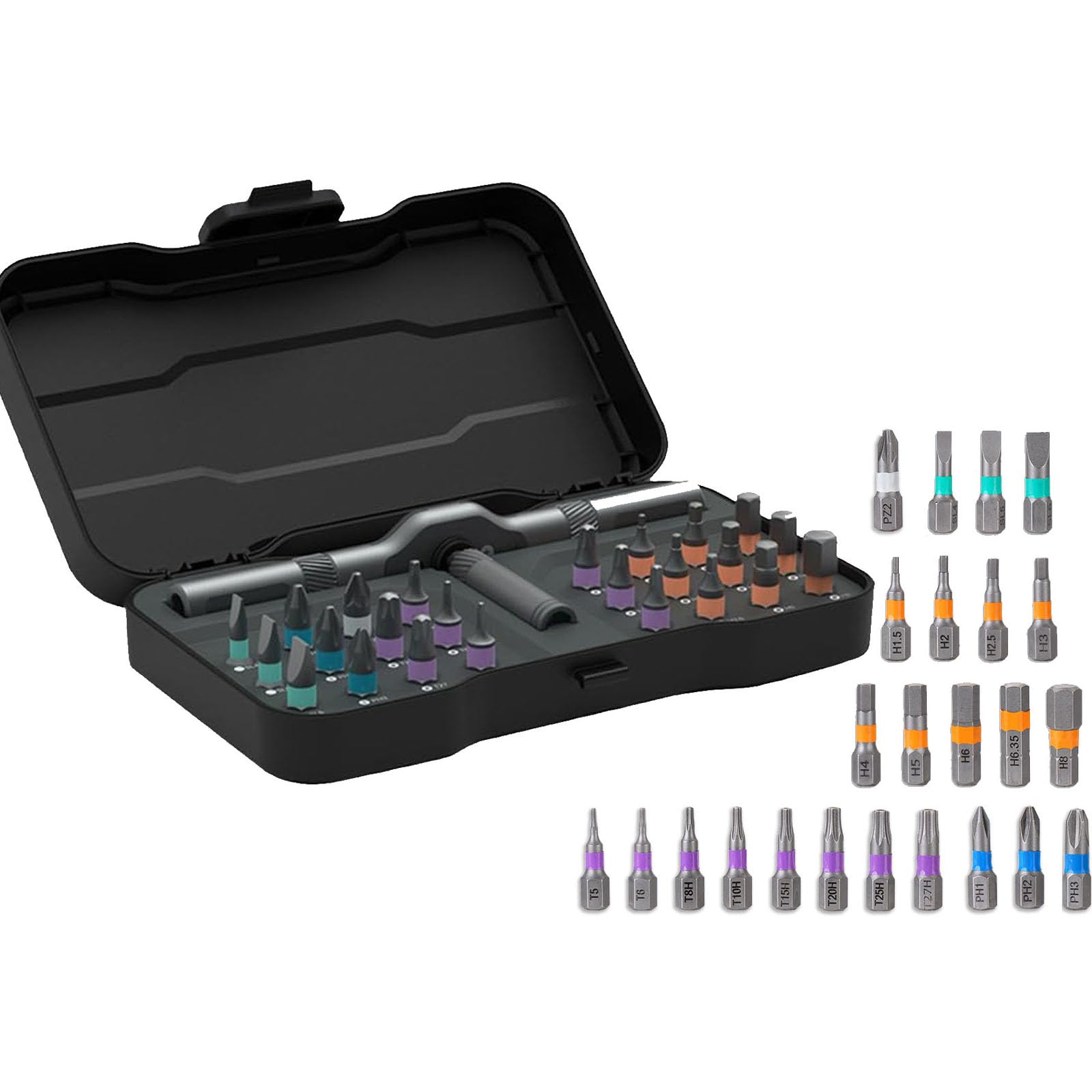 24 In 1 Magnetschraubendreher Set, Diy Ratschenschraubendreher Set, Magnetbetätigung Mit Mehreren Positionen Und Ratschengriff, Tragbares, Kompak