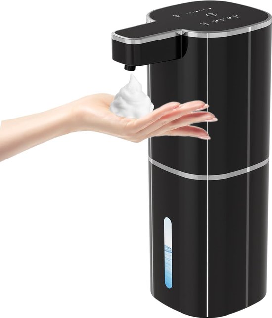 Schwarzer, Kontaktloser Schaumseifenspender 420 Ml, 4 Einstellbare Stufen, Usb Aufladbar Für Bad, Küche, Schule