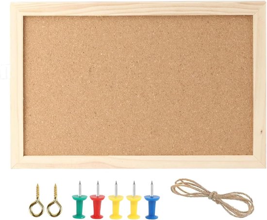Korktafel Mit Holzrahmen 30 X 20 Cm Für Küche, Büro, Schule Und Schlafzimmer Für Notizen Und Nachrichten