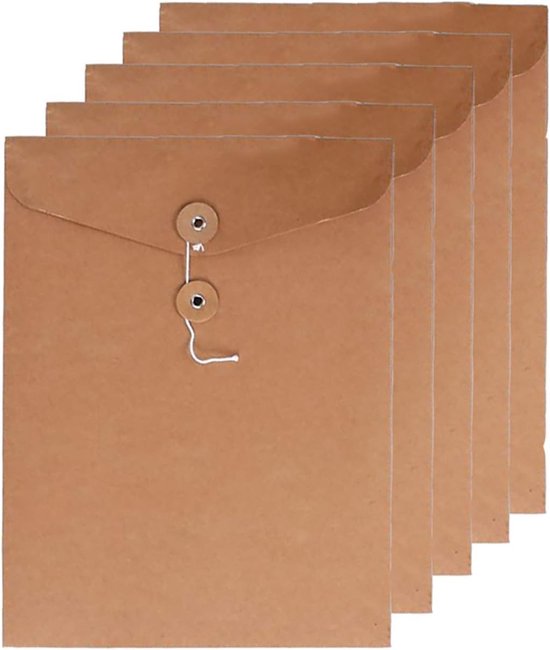 Kraftbraune Briefumschläge Mit Kordelzug Und Dokumentenorganizer Im A4 Format 5er Set Projektmappen Mit Fächern