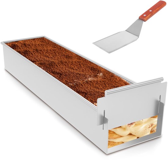 Dailygoods Verstellbare Tiramisu Form Rechteckige Backform Mousse Keksform Wiederverwendbare Backform Mit Rührstab Abnehmbare Seitenwand