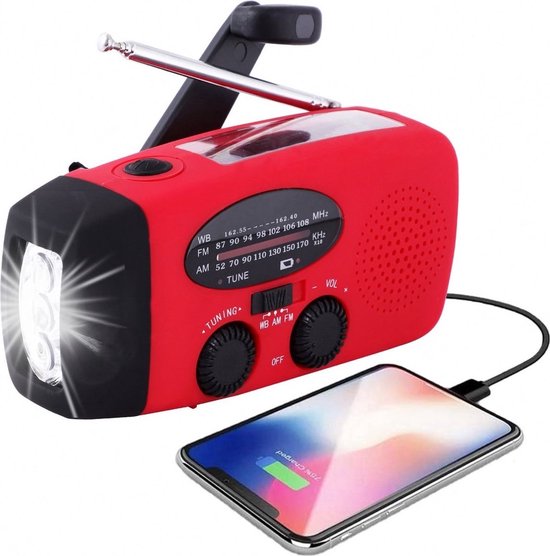 Kurbelbares Solar Notradio Mit Akku Notfallset Tragbares Überlebensradio Inklusive 10.000 Mah Solar Powerbank Baustellenradio Taschenlampe Schwar