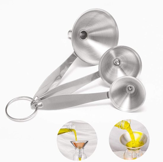 3 Teiliges Kräutertrichter Set Aus Edelstahl Trichter Für Ätherische Öle Flaschentrichter Küchentrichter Zum Umfüllen Von Ölen, Flüssigkeiten Und