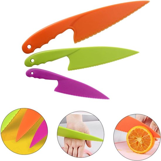 3 Teiliges Kindermesserset Mit Obst Und Kuchenmesser Sicheres Material Küchenmesser Backmesser 18 X 5 X 28,6 Cm Für Jungen Und Mädchen Rosa, Oran