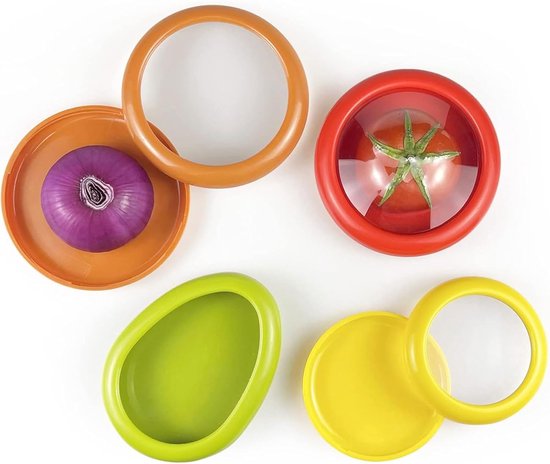 4 Silikonbehälter Für Obst Und Gemüse Wiederverwendbare Aufbewahrungsbehälter Für Den Kühlschrank, Avocado, Zwiebel Und Tomate
