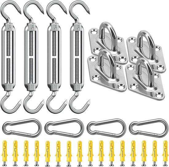 Markisen Montageset Hochwertiger Edelstahl Tragkraft 65 Kg Zubehör Montageset Für Markisenspanner, Für Quadratische Und Dreieckige Gärten