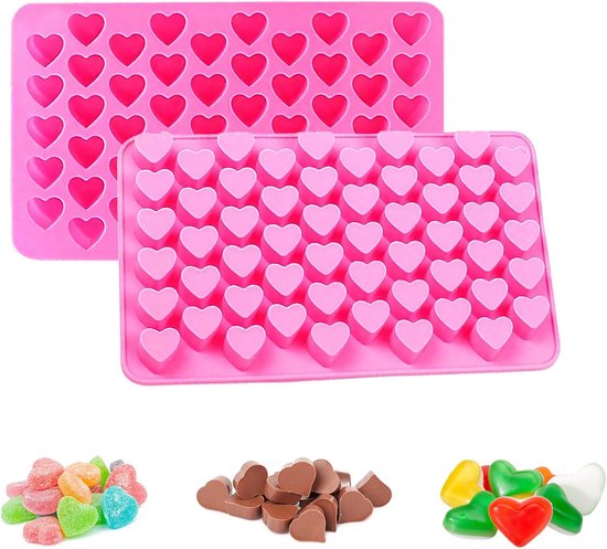 2 Stück Herzförmige Silikonform, Wiederverwendbare Schokoladenform Mit 55 Mulden, Mini Antihaft Silikonform Mit Pipette Für Schokolade, Bonbons,
