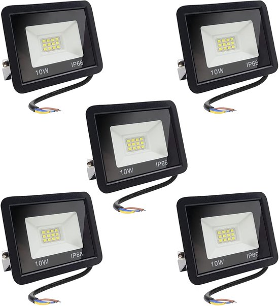 10 W Außenbeleuchtung (5 Stück), Led Strahler, Wasserdicht (ip66), Mit 25 Cm Kabel, 850 Lm Ultrahelle Flutlichter, Für Garten, Terrasse Und Garag