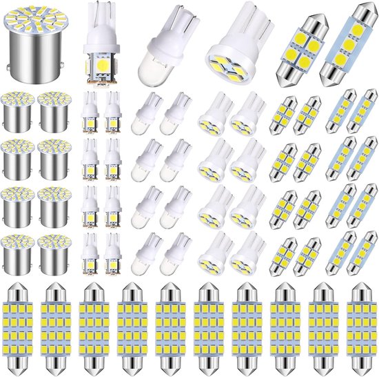 70 Teiliges Led Autoinnenraumbeleuchtungsset Weiß 31/36/41 Mm, 12 V Passend Für De3175, 6411, T10, 2825, 6612f, 6615f Für Decken , Karten , Tür ,