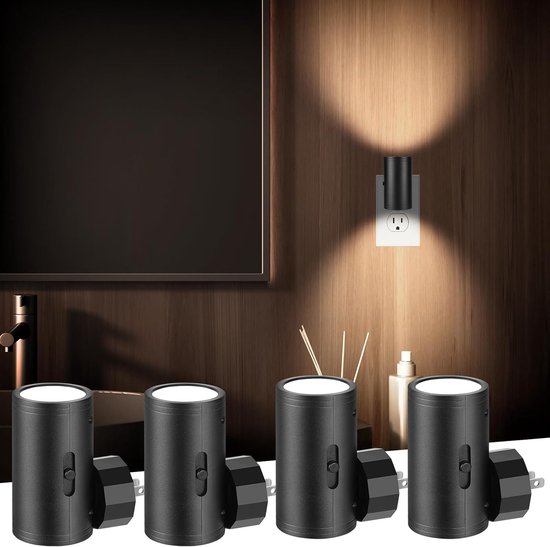 4 Led Nachtlichter Zum Einstecken Nachtlichter Mit Dämmerungssensor 5 300 Lm, Helligkeit Einstellbar 2700 K Dimmbare Nachtlichter Für Küche, Flur