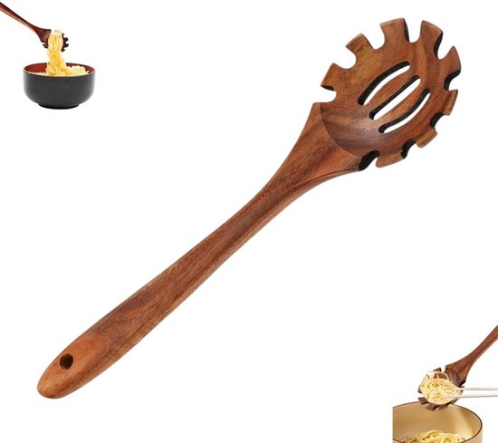 1 Stück Servierlöffel Nudellöffel Langstieliger Nudellöffel 28 X 7 Cm Hochwertige Spaghettizange Pastalöffel Langstieliger Löffel Holzrührlöffel