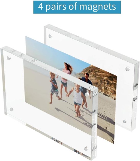 Acryl Fotorahmen Transparente Rahmen, Doppelseitig Magnetisches Acryl, Rahmenloser, Transparenter Quadratischer Rahmen Für Den Schreibtisch 4x6 Z