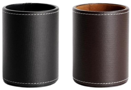 Runder Stiftehalter Aus Leder 8 X 8 X 10,8 Cm 2er Set Aufbewahrungsbox Für Schreibwaren Kosmetikpinselhalter Bürobedarf Runder Stiftehalter Schre