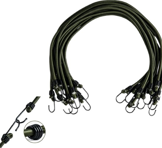 Starkes Gummiseil Gepäckseil Bindeseil Mit Haken 10 Stück Multifunktionales Elastisches Bindeband Für Gepäck Und Camping 75 Cm Armeegrün