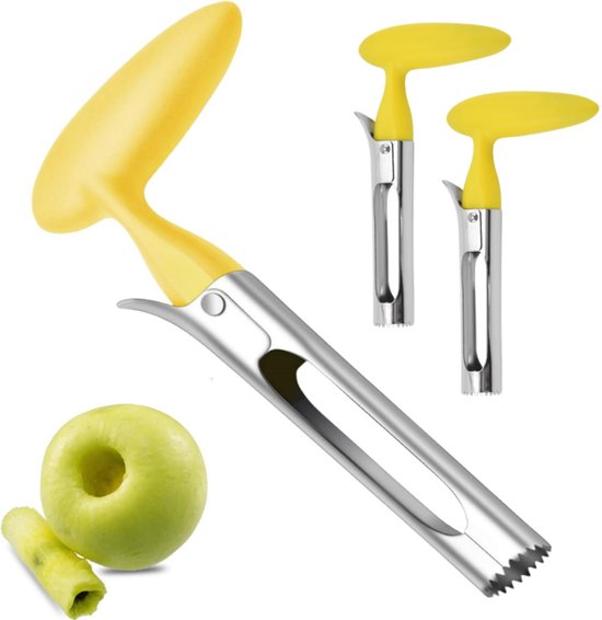 Apfelentkerner Mit Abs Griff Gezahnte Edelstahlklinge Handlich Einfaches Entfernen Des Kerns Liegt Gut In Der Hand (gelb 2 Stück 18 X 9,7 X 2,5 C