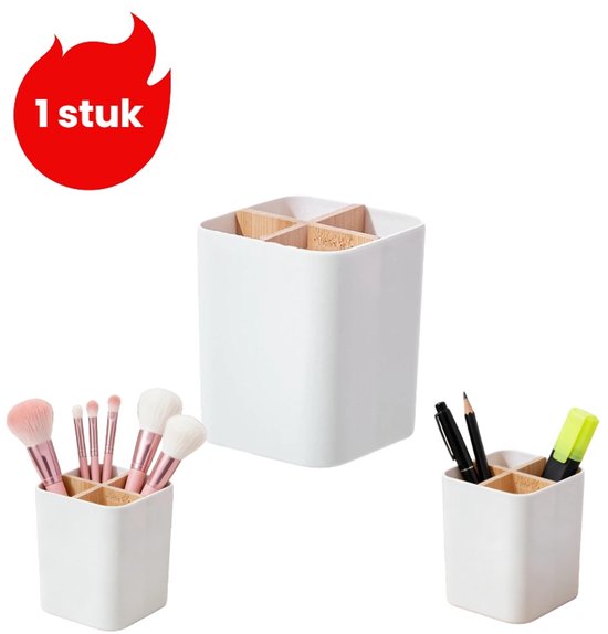 1 Stück Stiftehalter Schreibtisch Aufbewahrungsbox Mit Fächern Aufbewahrungsbox Für Bürobedarf Make Up Pinsel Organizer 4 Fächer Weiß