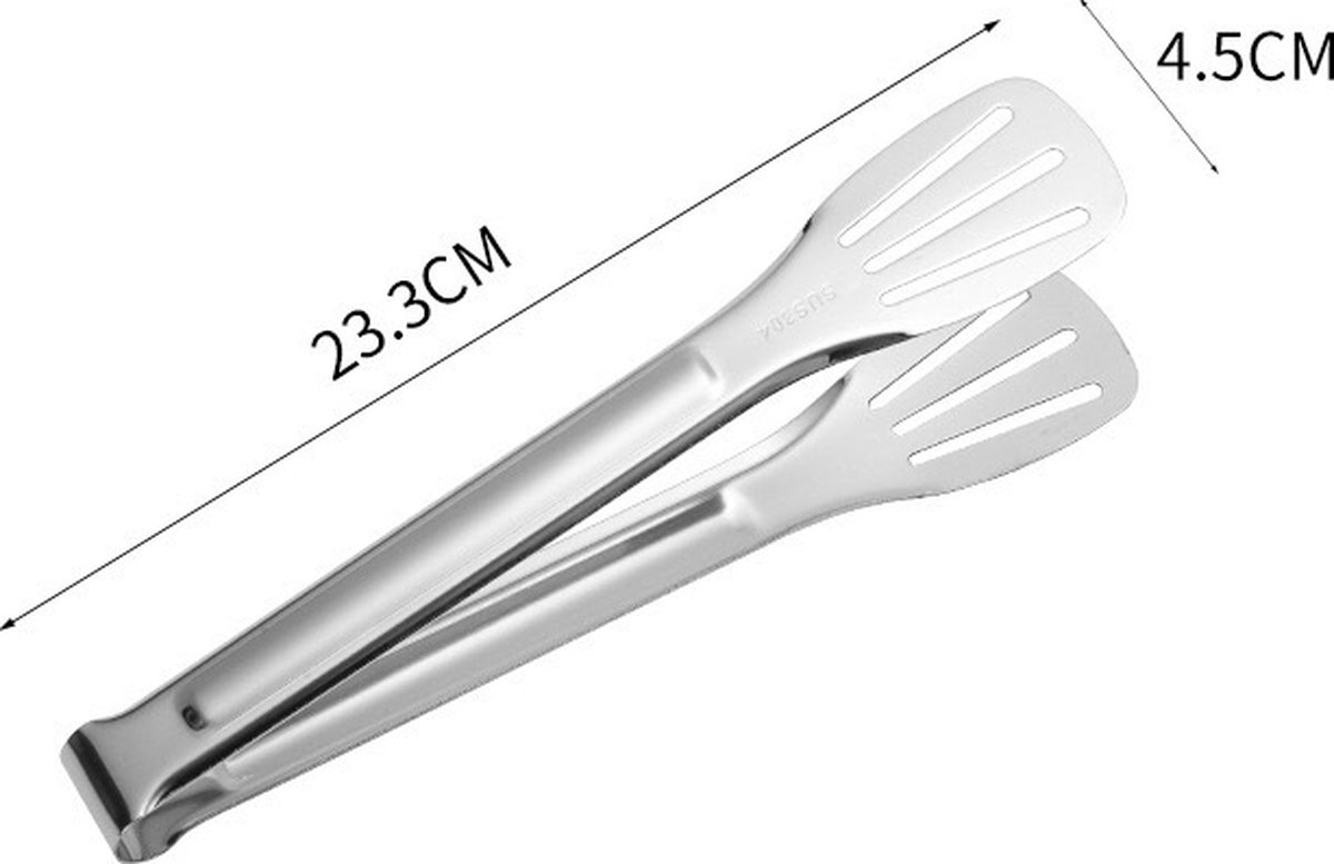 Küchenzange – Servierzange – Grillzange – Edelstahl 304 – Silber – 23,3 Cm – Fleischzange – Grillzubehör – Spülmaschinenfest – Salatzange