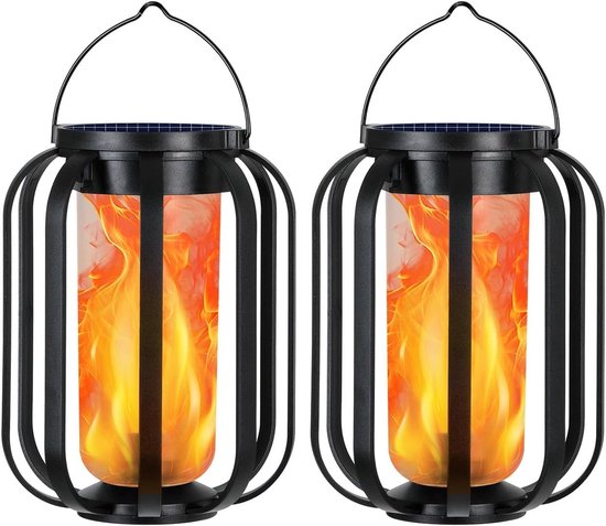 2 Stück Solarlaternen Für Den Außenbereich Wasserdichte Solarlaternen Mit Flammeneffekt Dekorative Hängelaternen Für Den Garten, Die Terrasse Und
