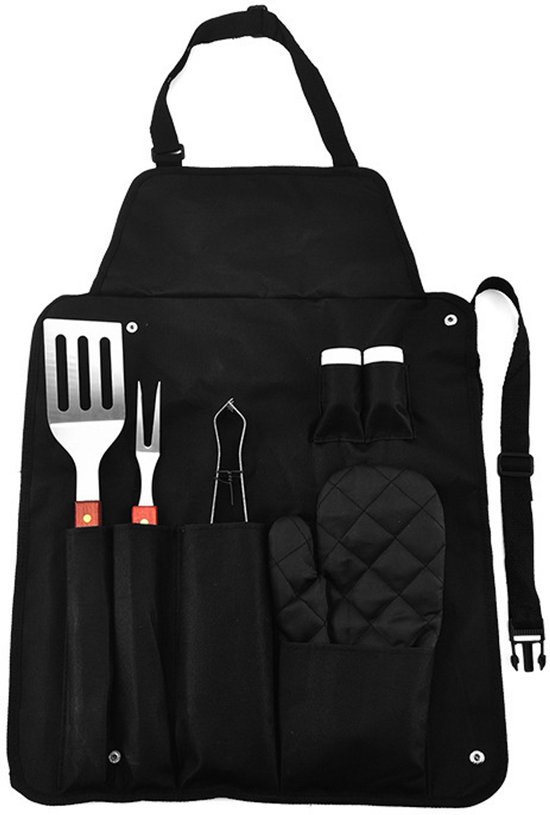 7 Teiliges Grillset Grillzubehör Küchenzange Zum Campen Oder Grillen Im Garten Inklusive Schürze Und Handschuhen Zubehör Für Außengrills Für Gril
