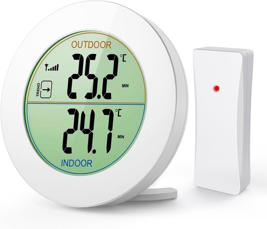 Innen Und Außenthermometer, Drahtloses Digitales Thermometer Mit Sensoren, Hd Lcd Bildschirm, Temperaturanzeige, Min./max. Speicher, Trendanzeige