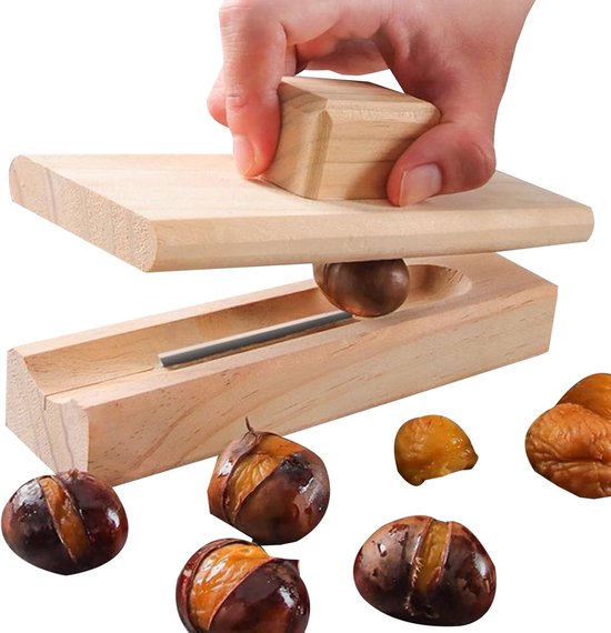 Kastanienschneider Nussknacker Aus Holz Obstöffner Multifunktionales Design 18 Cm Holzfarben