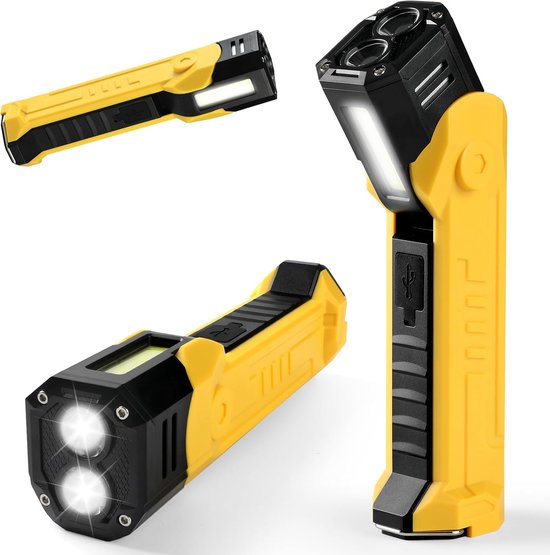 Wiederaufladbare Arbeitsleuchte, 3000 Mah Led Arbeitsleuchte Mit Magnetfuß Und Aufhängehaken, 6 Lichtmodi, 1500 Lumen Taschenlampe Für Autorepara