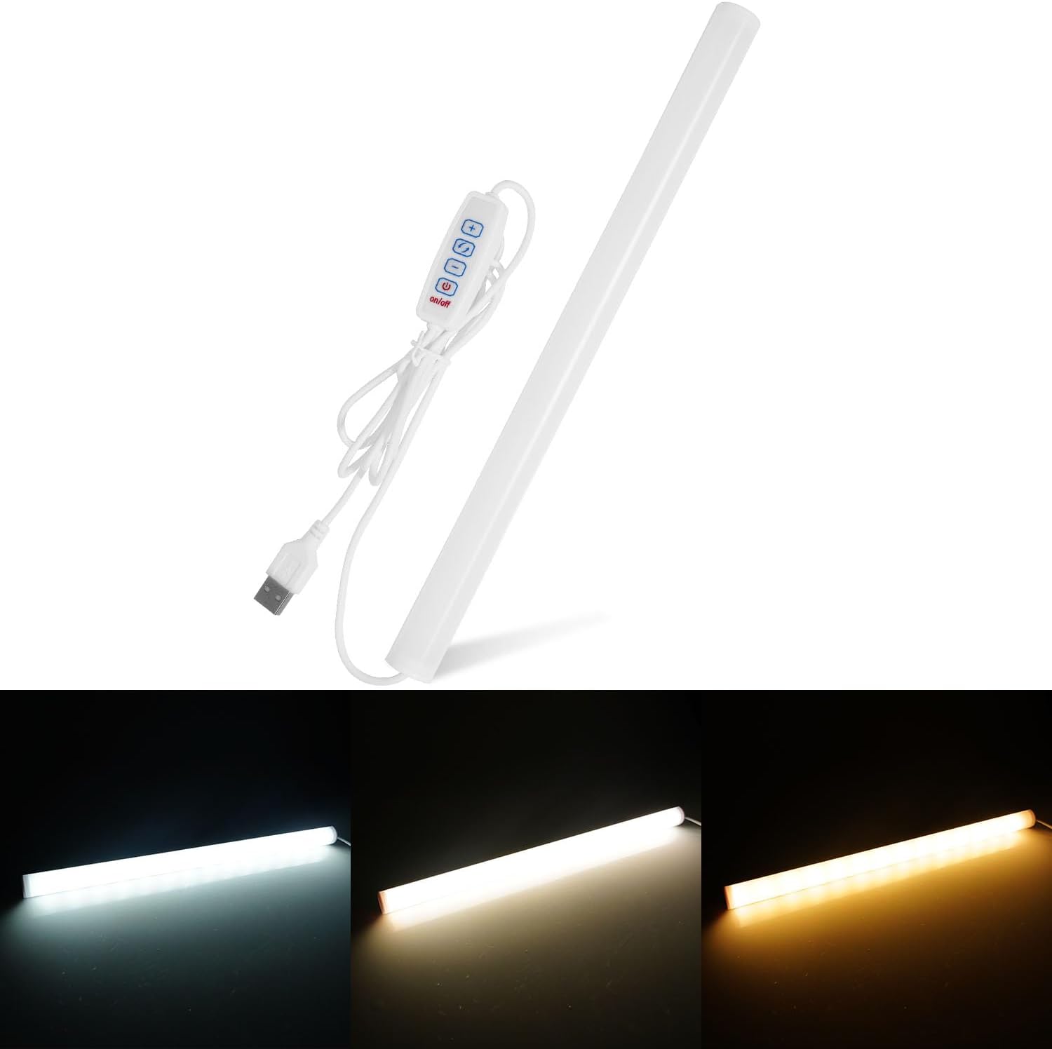 12 Zoll Led Lichtleiste Usb, 3 Farben, Magnetisch, Dimmbar Matte Abdeckung Für Schreibtisch, Schrank, 3d Drucker Und Spüle