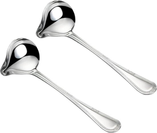 Schöpfkelle Mit Entenschnabelform 2 Teilig Saucenlöffel Edelstahl Suppenkelle Mit Langem Griff Mit Ausgießer Für Dressings, Suppen Und Bratensauc