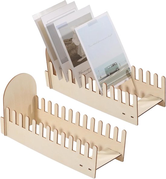 Holz Displayständer Mit 12 Fächern Für Grußkarten (26,9 X 14,1 Cm), Mehrstufiges Display Für Postkarten, Aufkleber, Tischfotos, Thekenaufsteller,