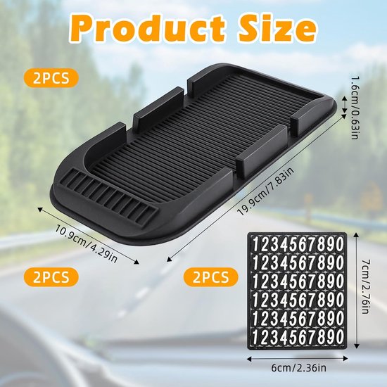 2 Teiliges Set Rutschfester Automatten, Runde Antirutschpads, Silikon Handyhalterung Für Das Armaturenbrett Mit Feld Für Parkplatznummern, Platz