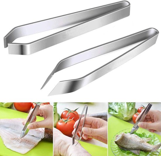Set Mit 2 Fischgrätenpinzetten Abgewinkelte Fischgrätenpinzette Edelstahl 11 Cm Zum Entfernen Von Fischgräten Küchenpinzette