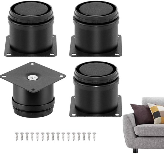 4 Teiliges Möbelbein Set Verstellbare Runde Schrankbeine Metall Tischbeine Für Schränke, Bänke, Regale, Tische Und Diy Möbel Schwarz, 50 Mm