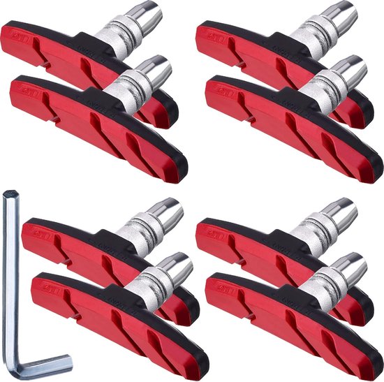 4 Paar V Förmige Fahrradbremsbeläge (70 Mm) Inklusive Sechskantmuttern Aus Edelstahl Und Montagehalterung Universelles Bremsbelagset Für Mountain
