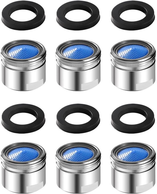 6 Teiliges Set Mit M18 Luftsprudlerventilen, Inklusive 6 Dichtungen, Wasserhahnfilter Zubehör Mit Abs Filter, Für Küche Und Bad Silber 18 Mm