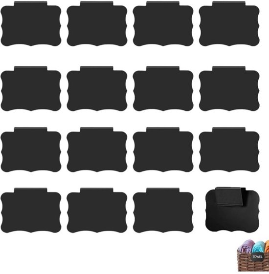 16 Stück Korbetiketten Korbclips Zur Beschriftung Stoffetiketten Für Körbe Für Vorrats Und Küchenschränke Schwarz 8,9 × 7 Cm
