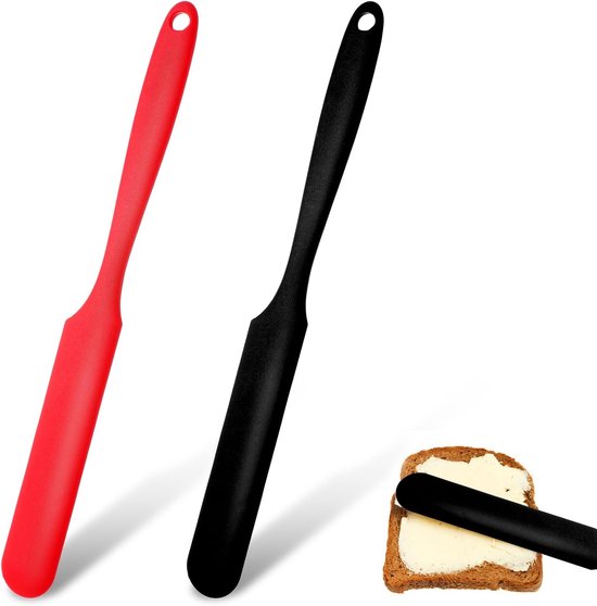 Silikonspatel, 2 Stück Spatel Backspatel Hitzebeständig Spülmaschinenfest Bpa Frei Antihaftbeschichtung Küchenhelfer 24 Cm Schwarz/rot