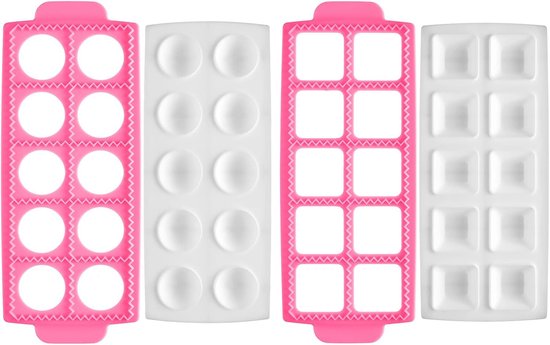 Ravioli Formen Set, 2 Teilig Multifunktionale Teigpresse Für Runde Und Quadratische Ravioli Spart Zeit In Der Küche (pink)