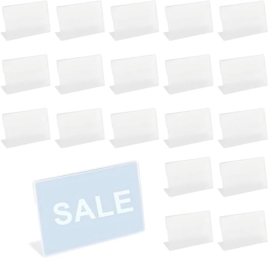 Packung Mit 20 Acryl Preisschildhaltern, Transparenten Preisschildhaltern, Etikettenhaltern, Kartenhaltern, Für Bäckereien, Supermärkte Und Büros