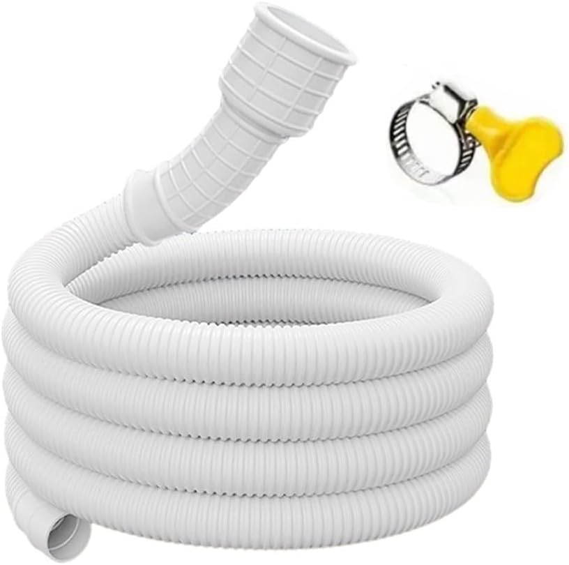 Wasserdichter Pvc-verlängerungsschlauch Für Klimaanlage Und Waschmaschine Mit Flexiblen Kupplungen Für 15–25 Mm Anschlüsse (100 Cm), Weiß, 5 M