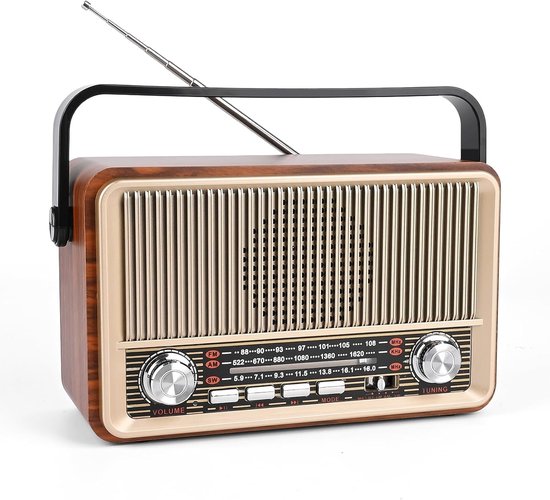 Retro Radio Mit Bluetooth, Tragbares Am/fm/sw Radio Mit 1800 Mah Akku, Küchenradio Mit Aux , Usb Und Tf Karten Anschluss, Für Zuhause Und Camping